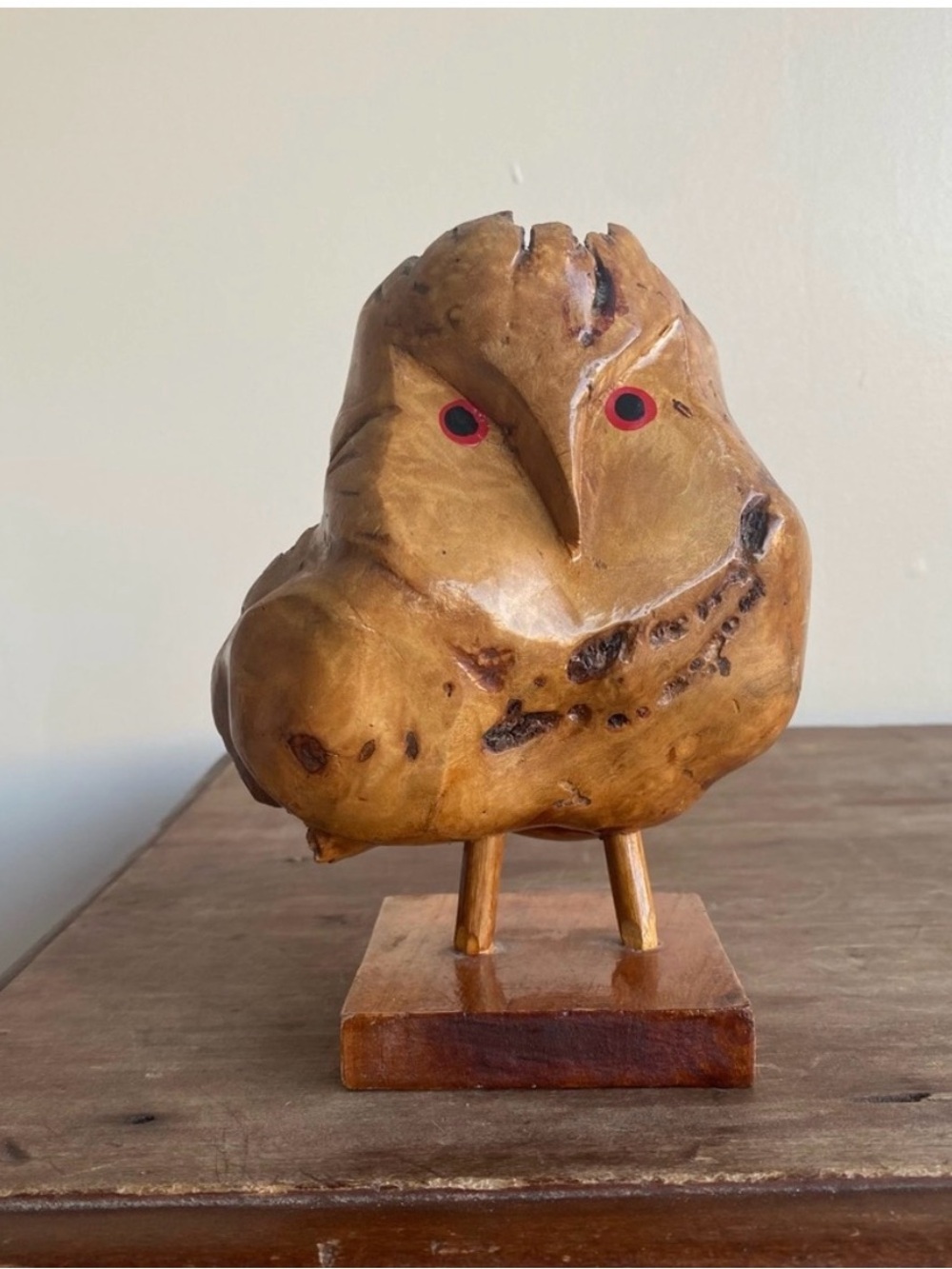 Vintage Burlwood Owl Handcrafted Wood